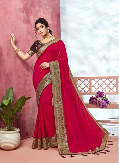 Dark Red Colour Bridal Wear Vol 3 Kavira New Latest Designer Festive Wear Vichitra Saree Collection 1202